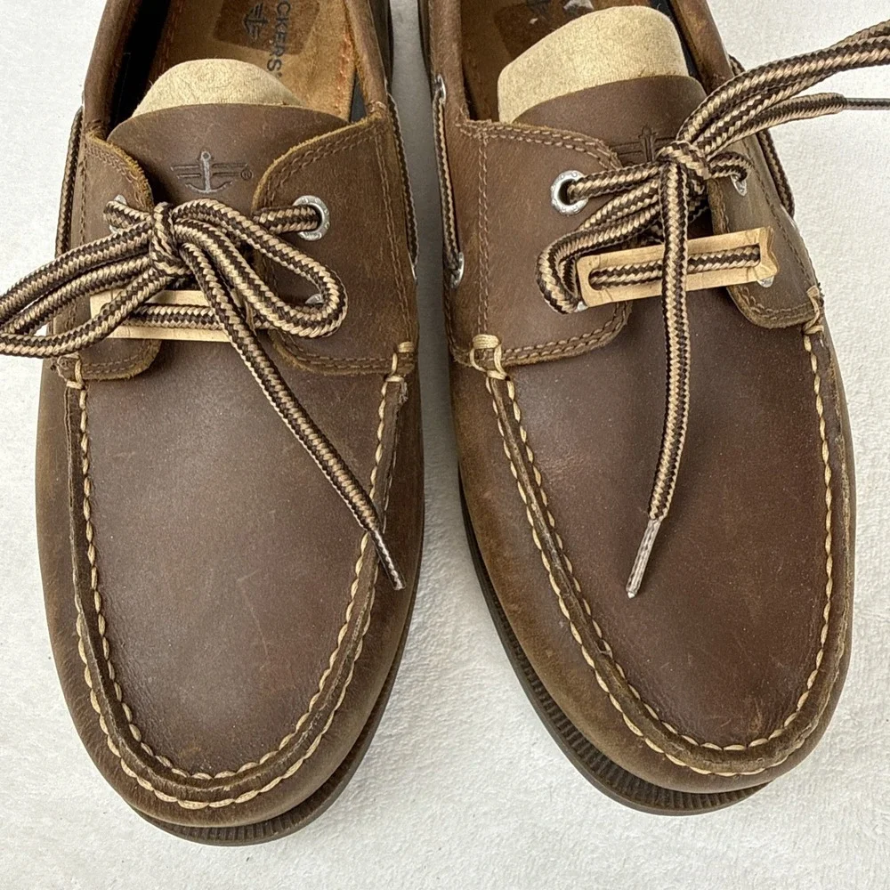 Dockers Vargas Men's Brown Leather Preppy Nautical Boat Shoes Size 11 M 2 Eyelet